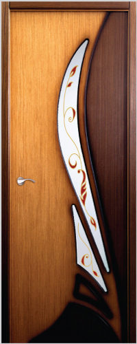 Фото двери Корона дуб радиал-орех со стеклом мателюкс BELWOODDOORS купить в Гомеле