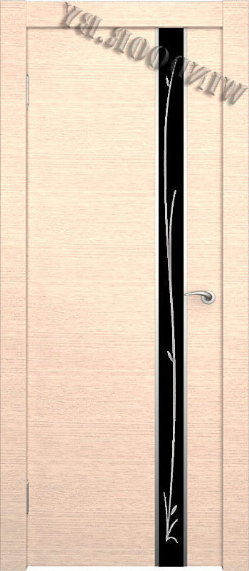Фото двери ПО Маэстро беленый дуб черное стекло Ростра купить в Гомеле